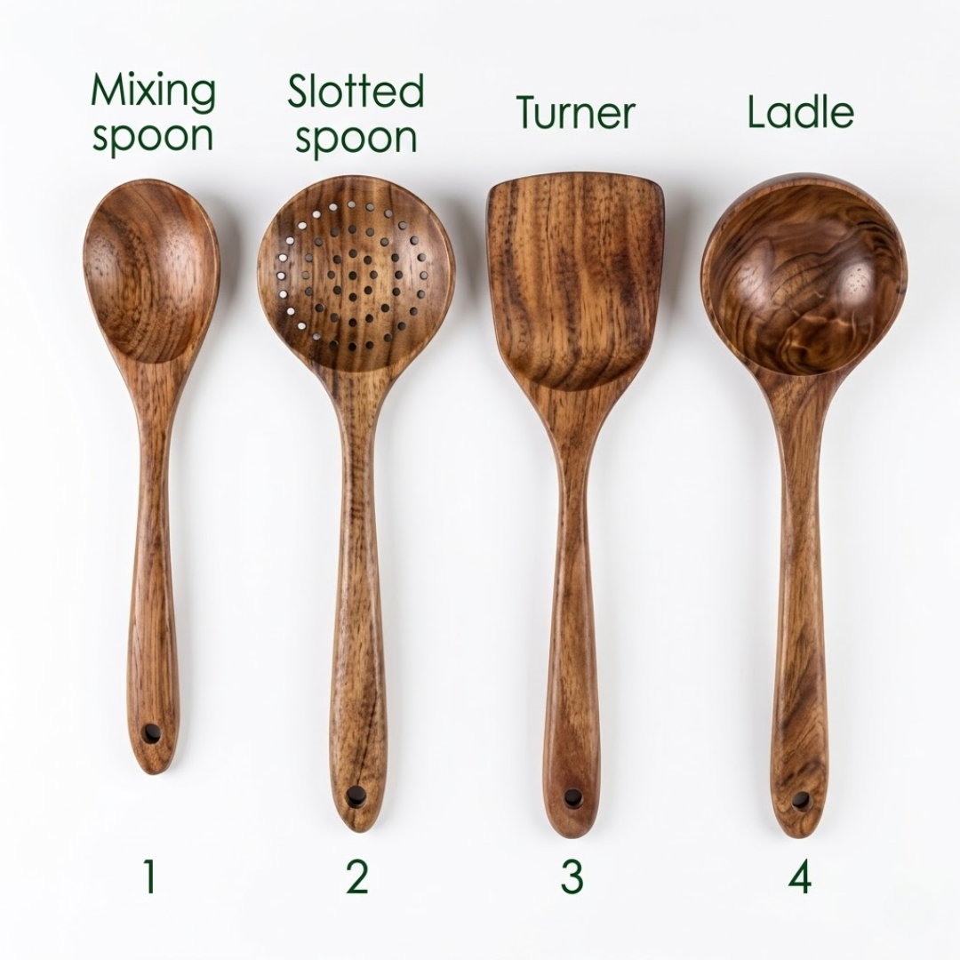 7-Piece Teak Wood Utensil Set