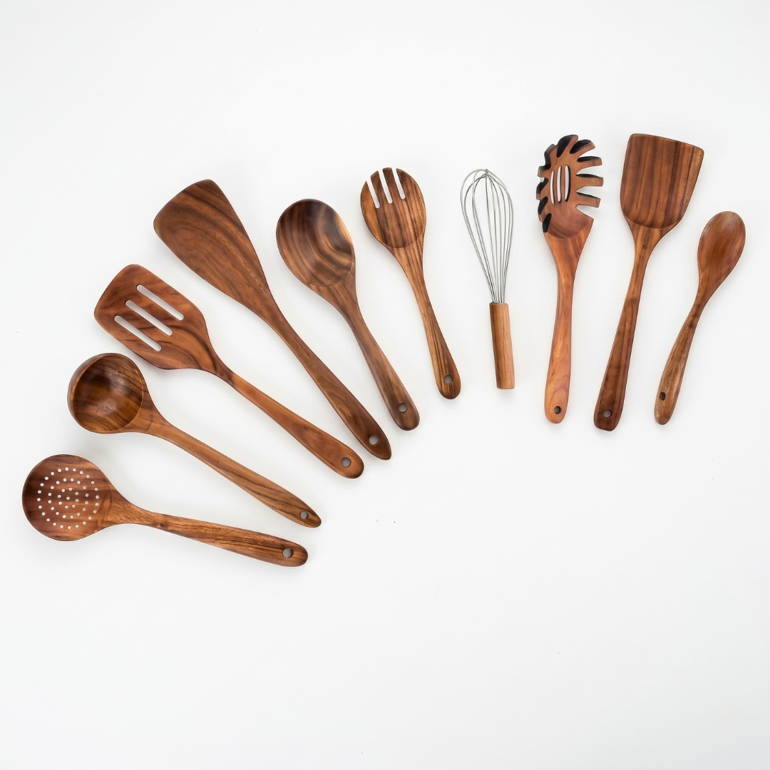 10-Piece Acacia Wood Utensil Set