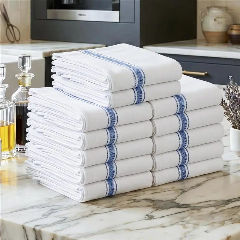 6-Pack/12-Pack Cotton Kitchen Towels, Soft Absorbent Dish Towels, 15 x 25 Inch