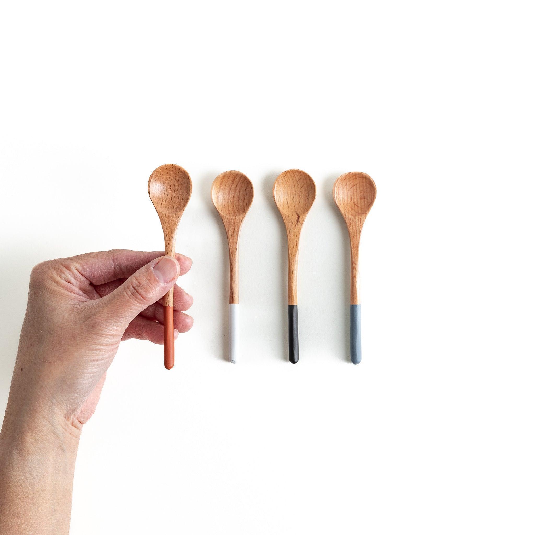 Minimalist Pastel-Tipped Wooden Tea Spoon